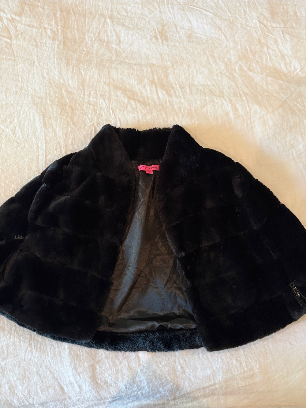 Betsey Johnson Black Faux Fur Cape